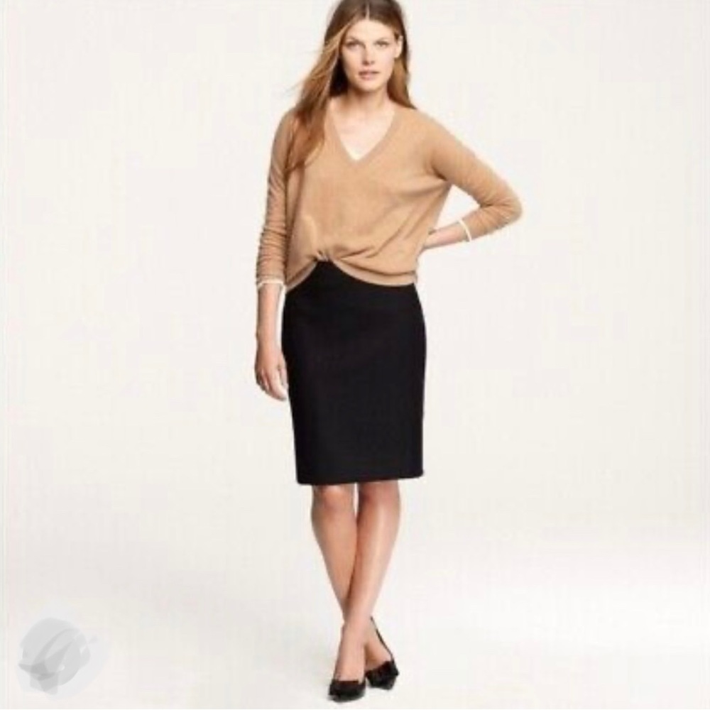 J. Crew Classic Black Cotton Women's Pencil Skirt | Sz 4 | Pockets